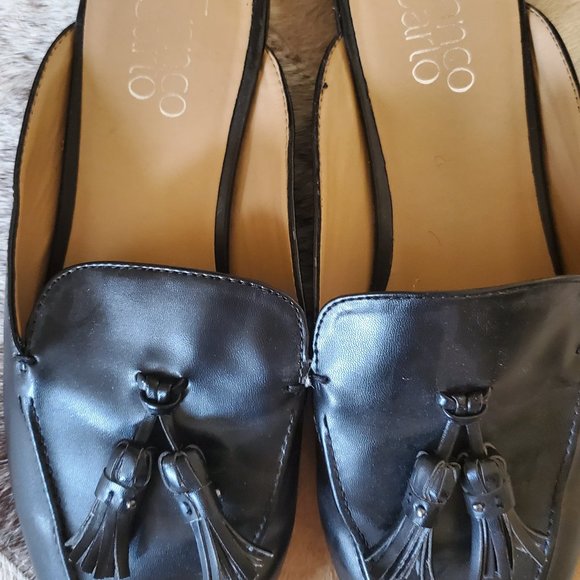 Franco Sarto Black Tasseled Mules Size 8 - Picture 3 of 4